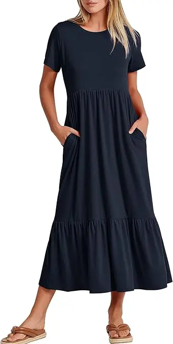 فستان ماكسي نسائي صيفي من ANRABESS (قصة A-line واسعة ومريحة) / ANRABESS Women's 2025 Summer Casual Maxi Dress (A-line Flowy Travel & Beach)