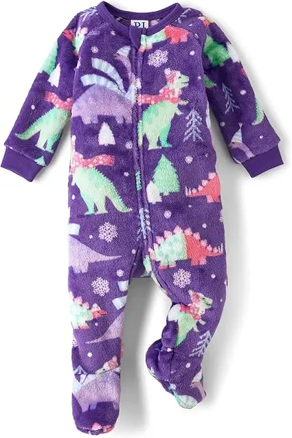 The Children's Place Girls & Toddler Footed One‑Piece Zipper Pajamas — بيجامة قطعة واحدة بسحاب أمامي وأقدام من ذا تشيلدرنز بليس للبنات والصغار 