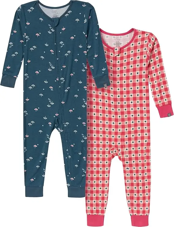 Gerber Unisex Toddler Slim Fit Footless Pajamas, Viscose, Holiday 2‑Pack — بيجامات جيربر للأطفال من الجنسين بتصميم ضيق بدون أقدام، مصنوعة من الفيسكوز، مناسبة للعطلات، عبوتان 