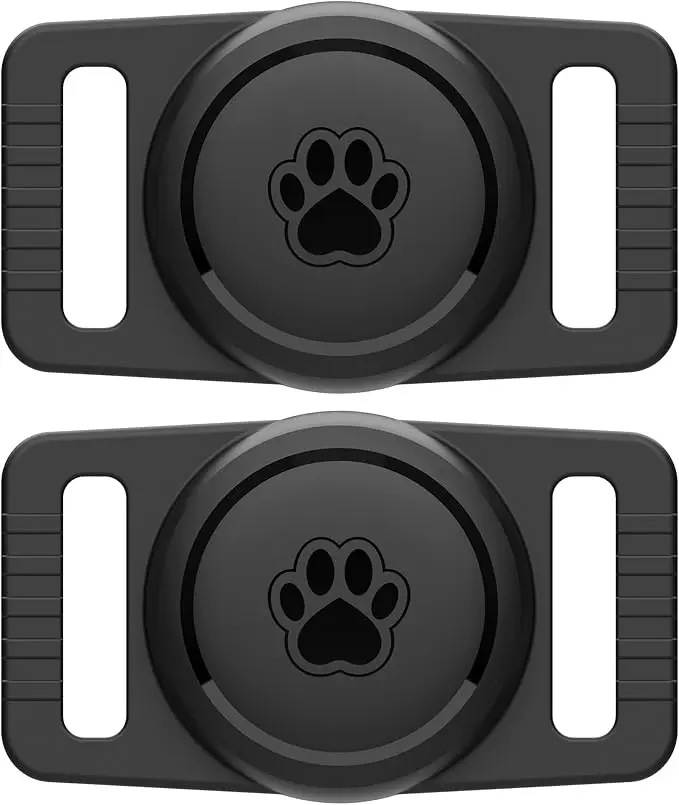 [https://amzn.to/3WTmWnr] for Airtag Dog Collar Holder 2 Pack,Waterproof Dog Collar Holder for Apple AirTag, Silicone Air Tags Case for Dog Collars(Black) 