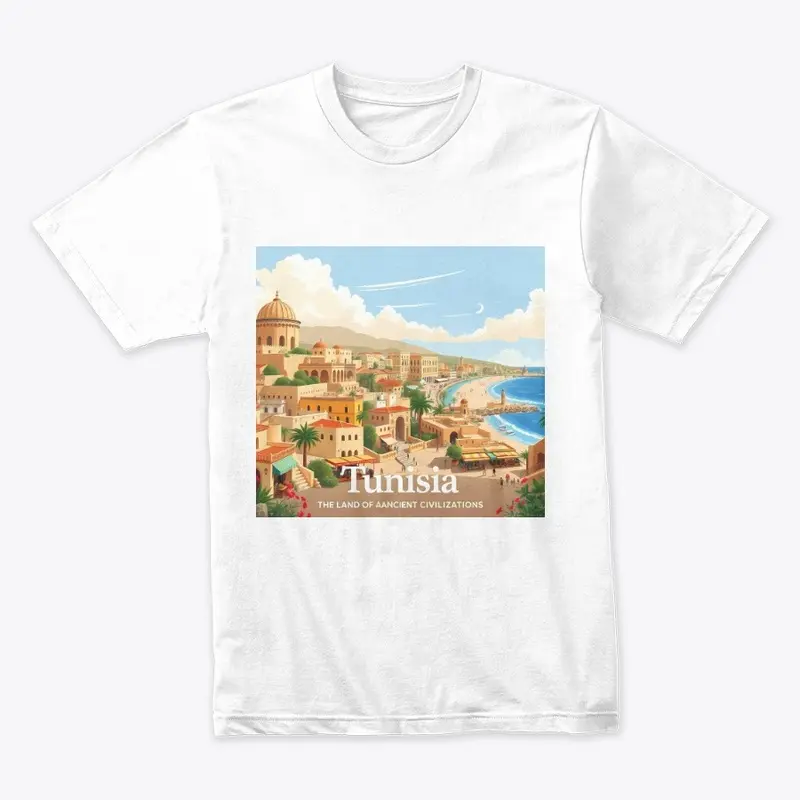 Tunisia Coastal Cityscape Art