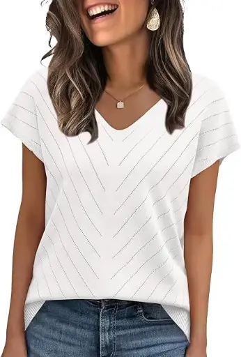 [https://amzn.to/46i0XMD] WIHOLL Short Sleeve Sweater for Women (Summer Trendy)/سويتر نسائي بأكمام قصيرة من WIHOLL (صيفي وعصري)
