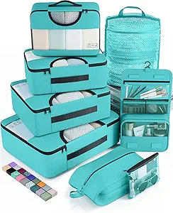 [https://amzn.to/4o6RnlV] Veken 8 Set Packing Cubes for Kids & Toddlers, Airplane Travel Essentials, Beach Trips & Road Trips, with Toiletry Bag & Shoe Bag — مجموعة من 8 مكعبات تعبئة من فيكن للأطفال والصغار، لوازم السفر بالطائرة، ورحلات الشاطئ والرحلات البرية، مع حقيبة أدوات الزينة وحقيبة الأحذية 